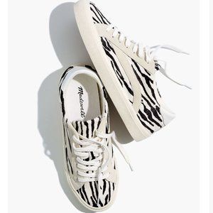 EUC Madewell Sidewalk Low-Top Sneakers in Zebra Calf Hair Size 6.5